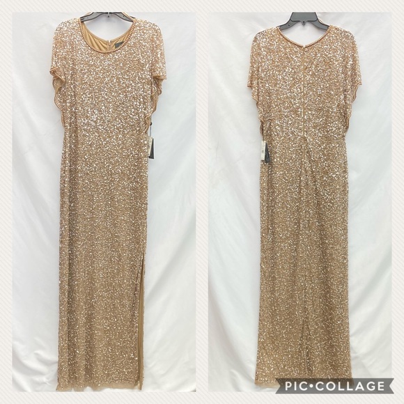 Adrianna-Papell flutter sleeves long Gown - Picture 6 of 8